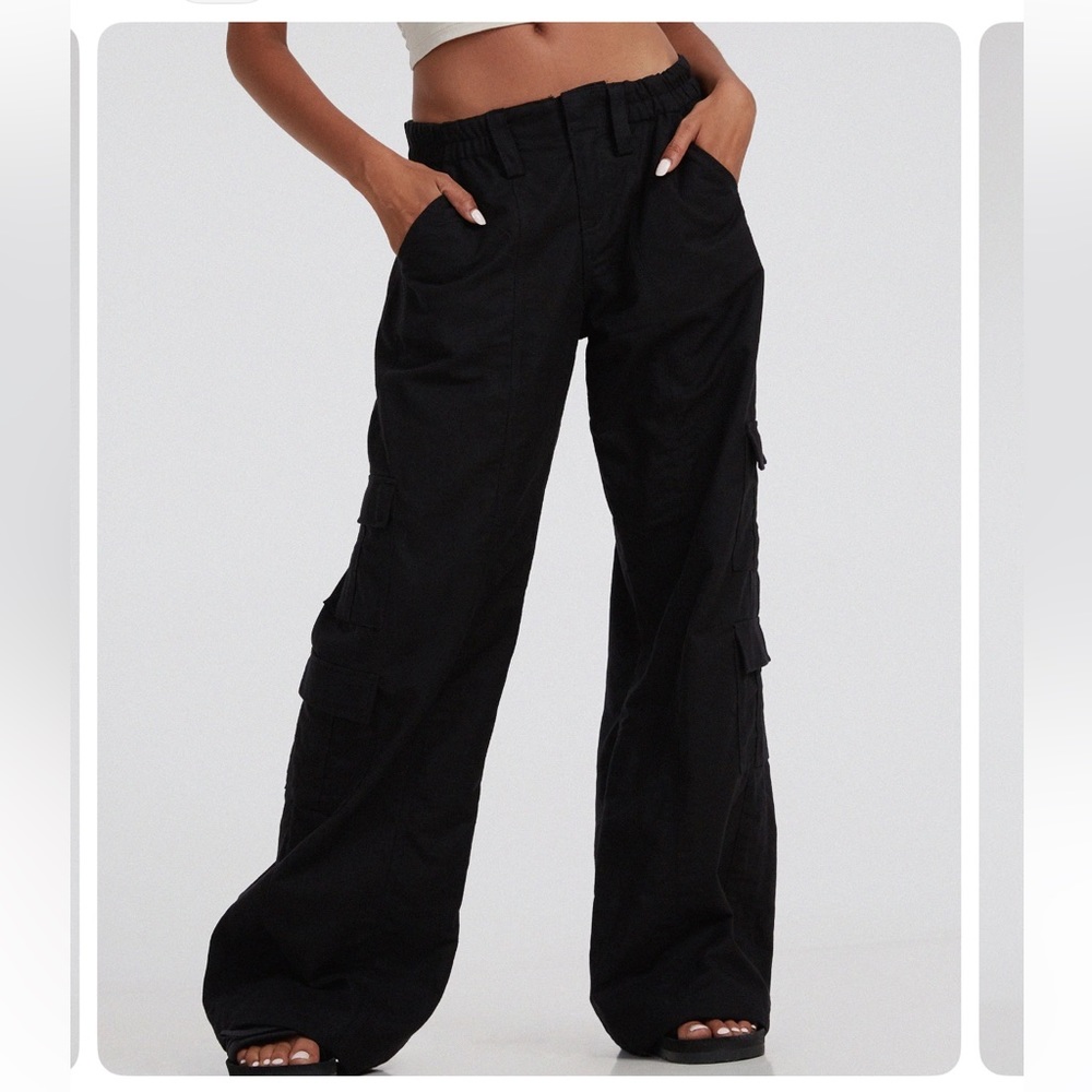 Motel Rocks Black Cargo Trouser
